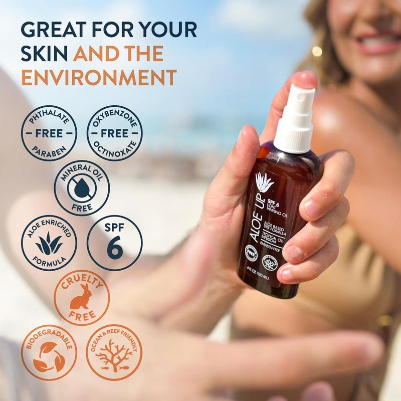 Aloe Up SPF 6 Light Tanning Oil - Aloe Vera Based, Paraben-Free, 4 Fl Oz - Image 4